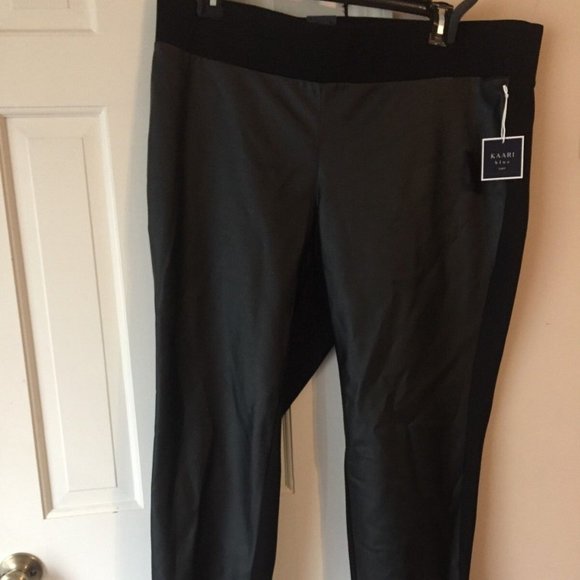 KAARI BLUE CURVY WOMAN'S TRUE BLACK STRETCH PANTS - Picture 1 of 4